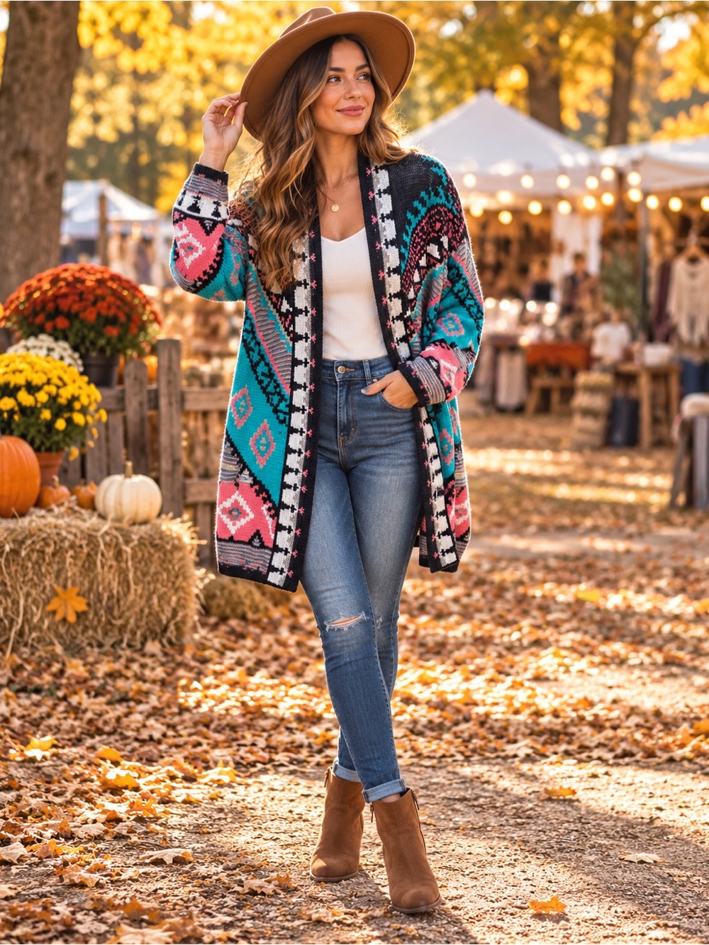 Flying Tomato Boho Southwestern Open Cardigan Sweater M